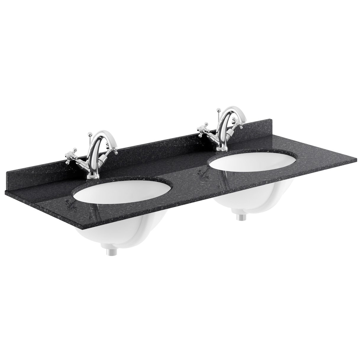 1200mm Oval Double Marble Top 1TH - Black