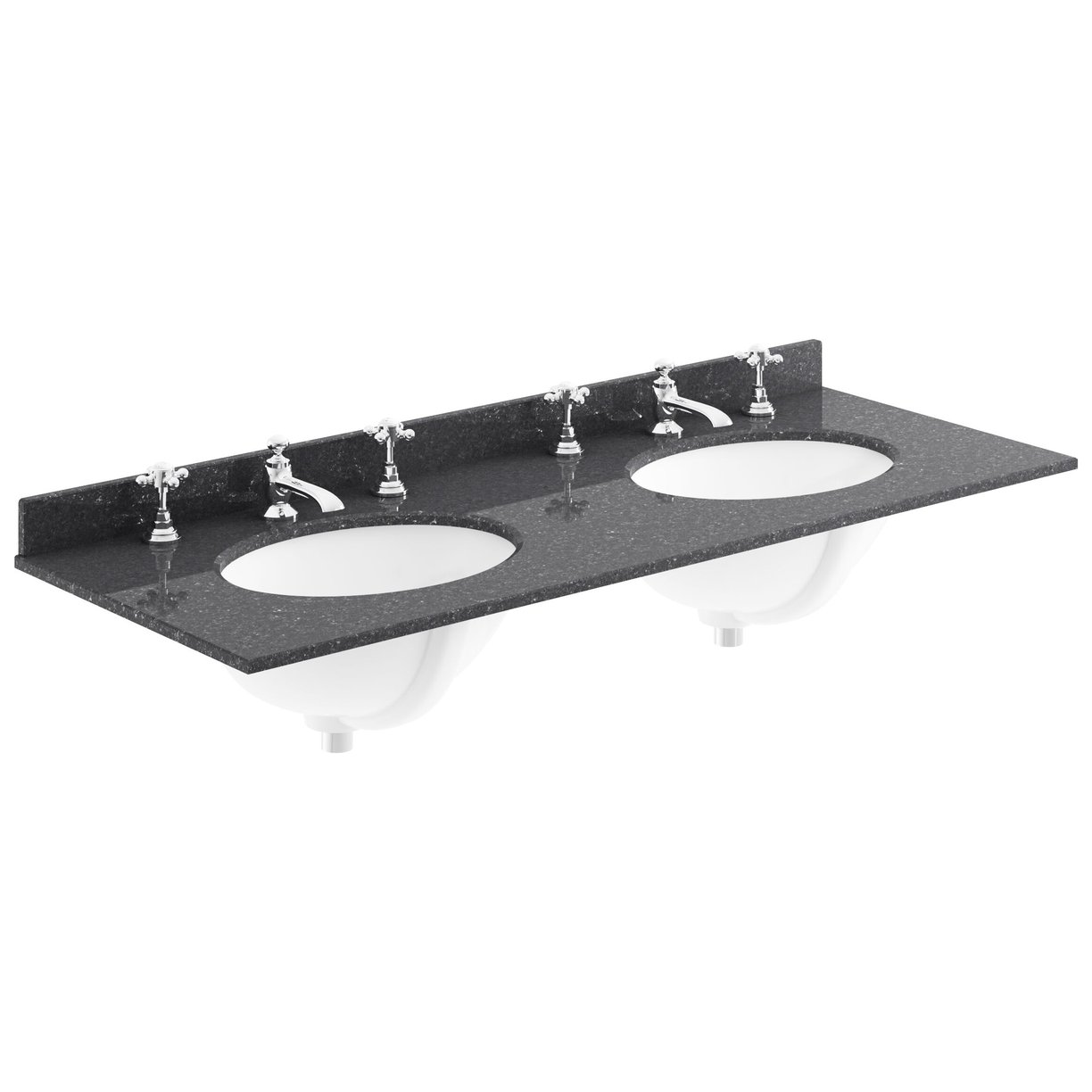 1200mm Oval Double Marble Top 3TH - Black