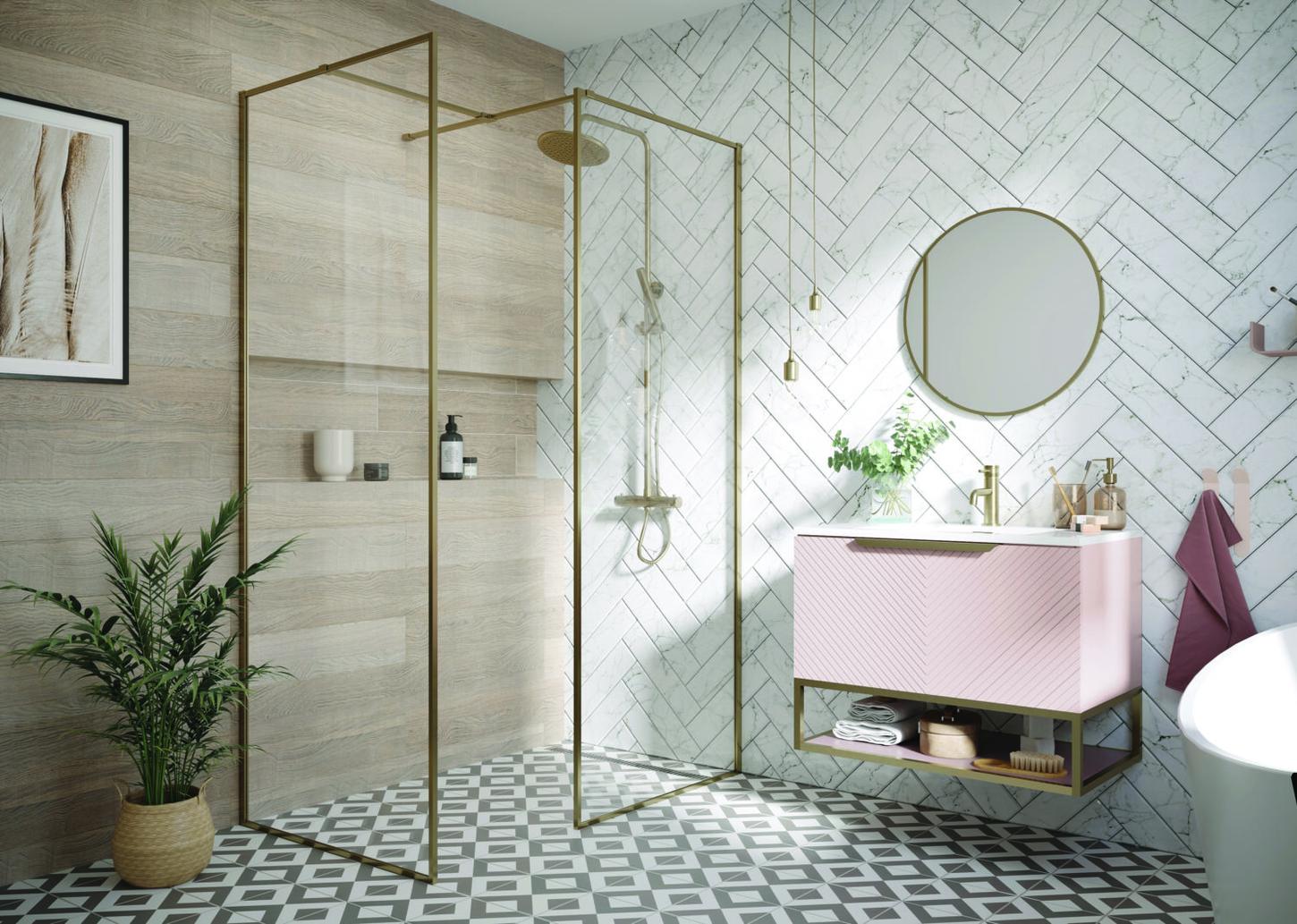 Minos 10mm Framed Wetroom Screen with Wall Profile & Bracing Bar 700mm