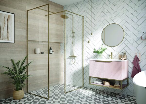 Minos 10mm Framed Wetroom Screen with Wall Profile & Bracing Bar 760mm