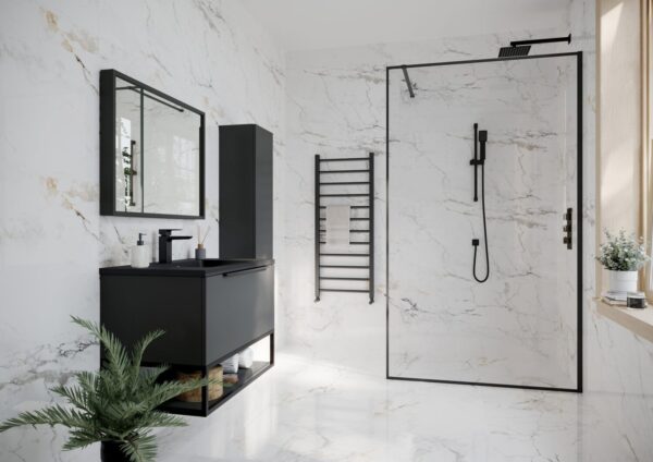 Minos 10mm Framed Wetroom Screen with Wall Profile & Bracing Bar 760mm