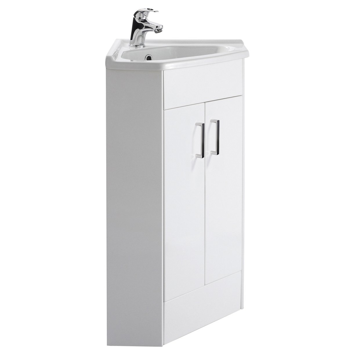 Mayford Floor Standing 2-Door Corner Cabinet & Ceramic Basin