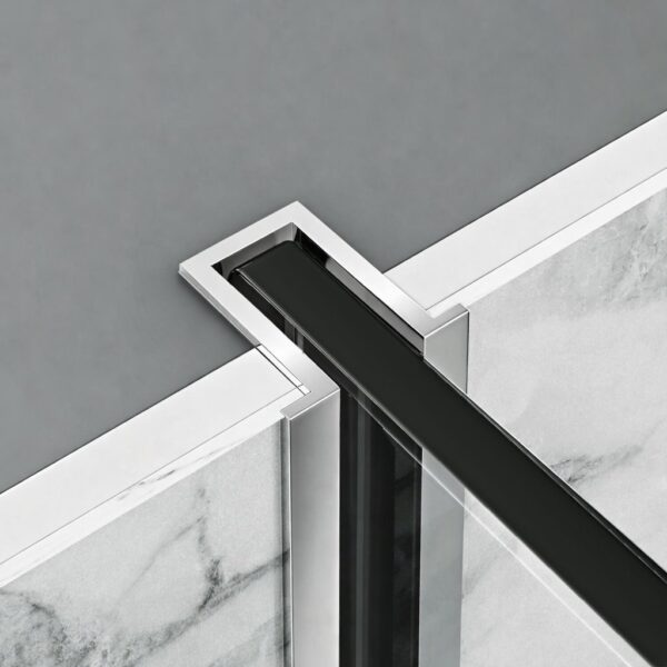 Minos 10mm Wetroom Screen with Recessed Wall Profile & Bracing Bar 1200mm