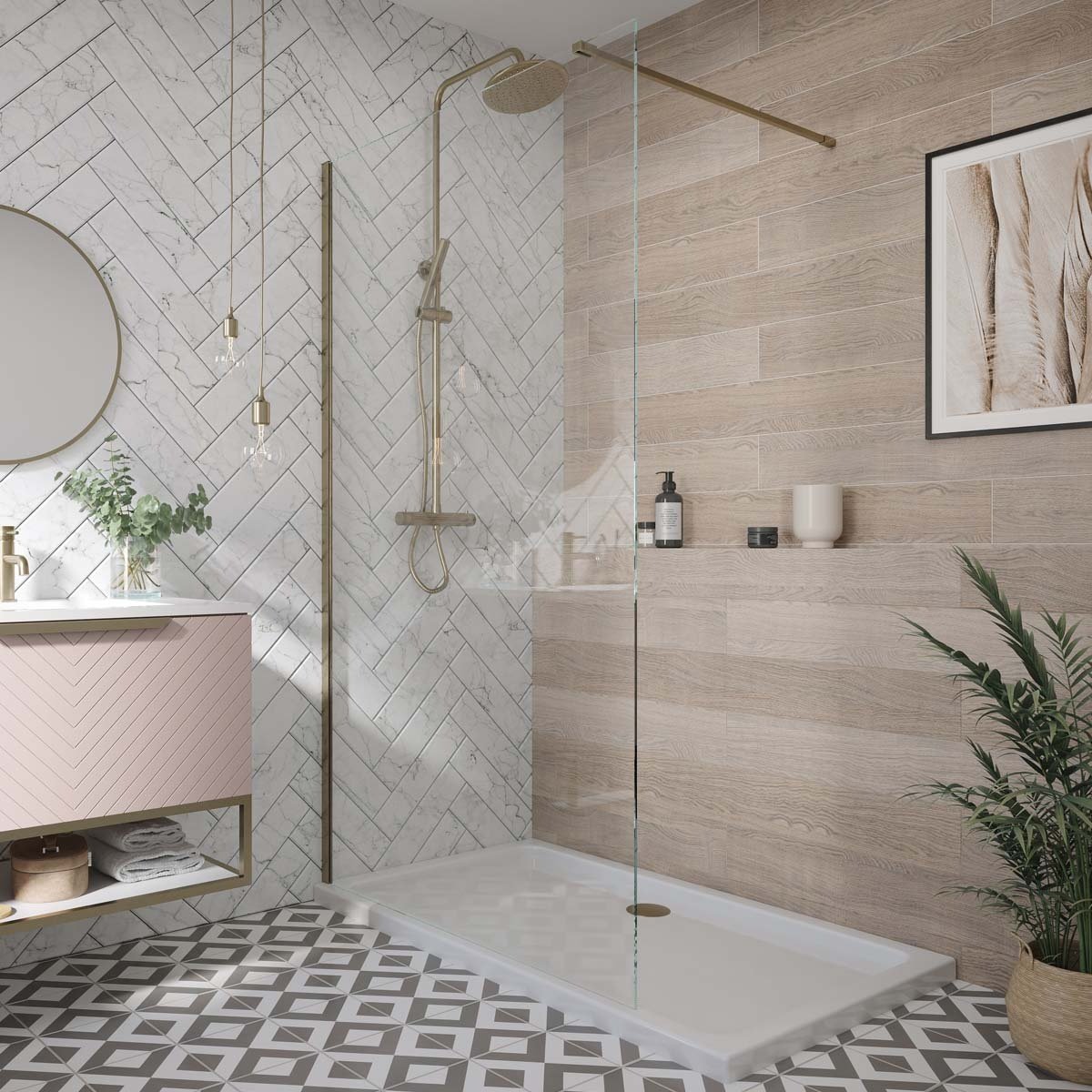Forte 8mm Wetroom Screen with Bracing Bar 800mm