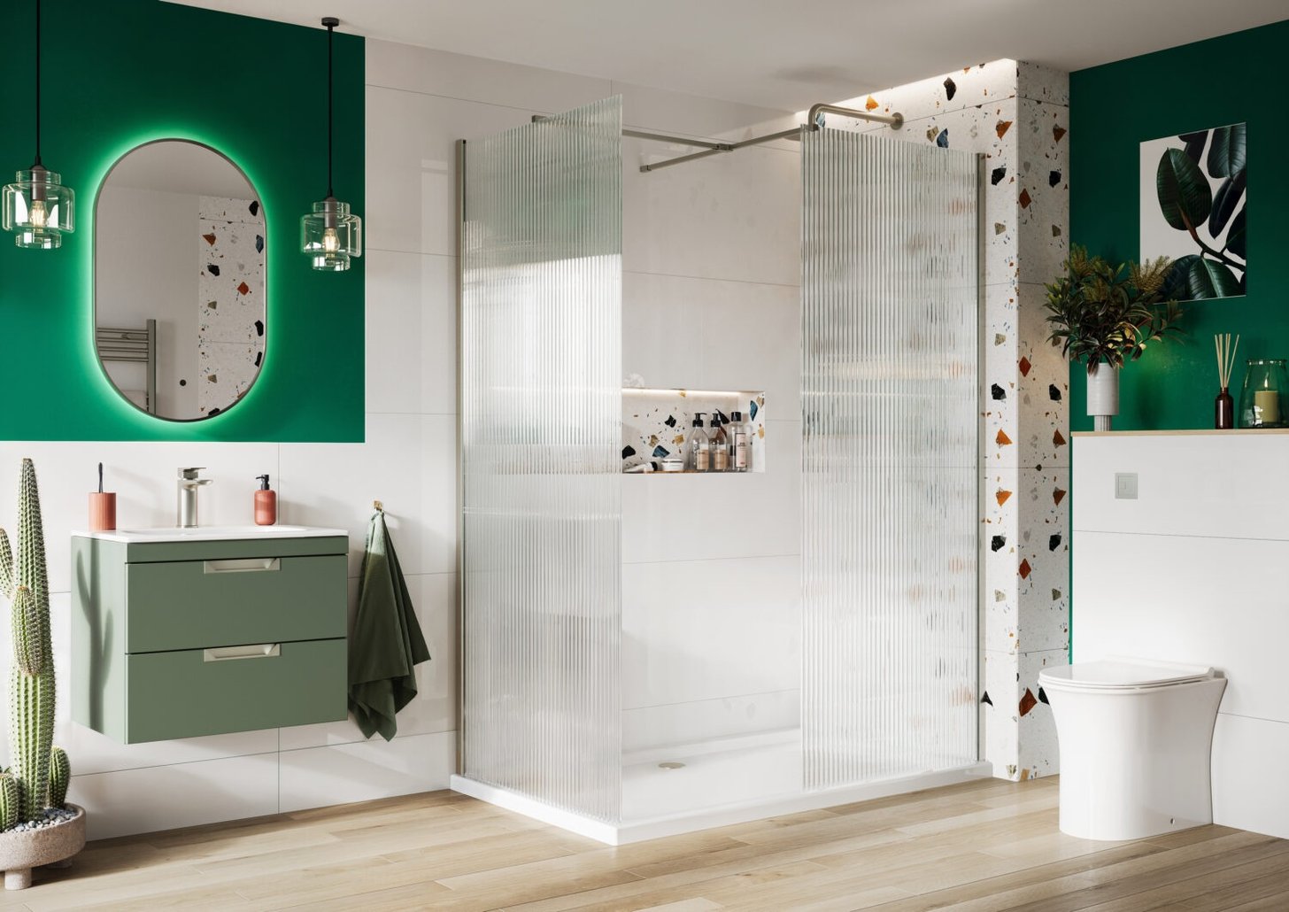 Forte 8mm Wetroom Screen with Bracing Bar 1100mm