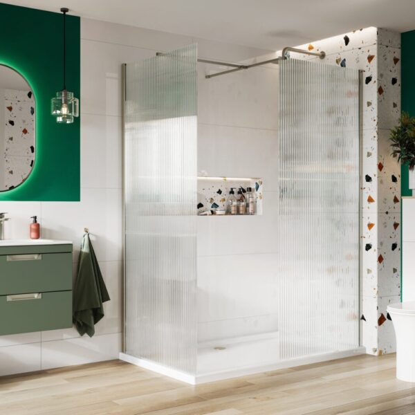 Forte 8mm Wetroom Screen with Bracing Bar 1200mm