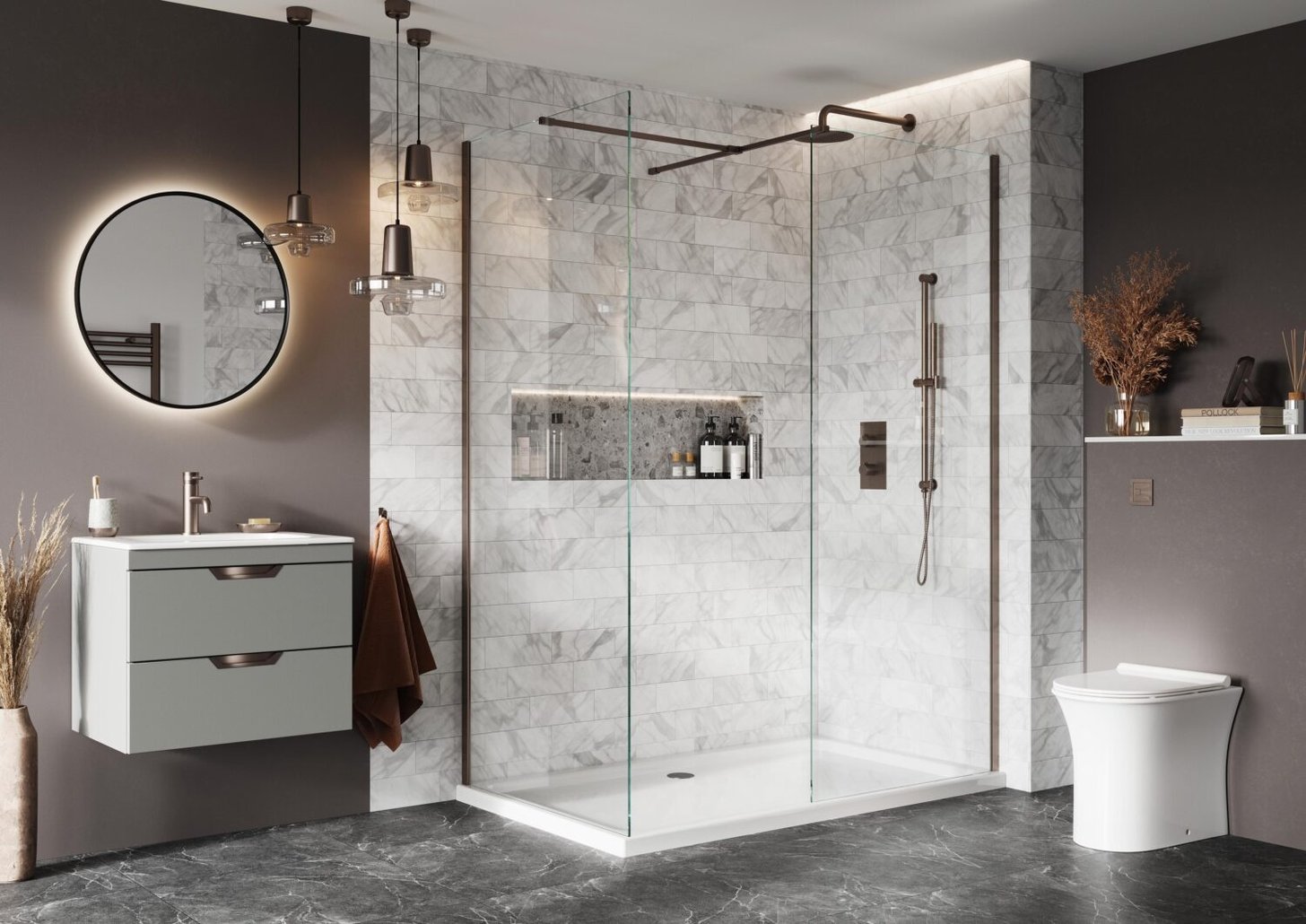 Forte 8mm Wetroom Screen with Bracing Bar 800mm
