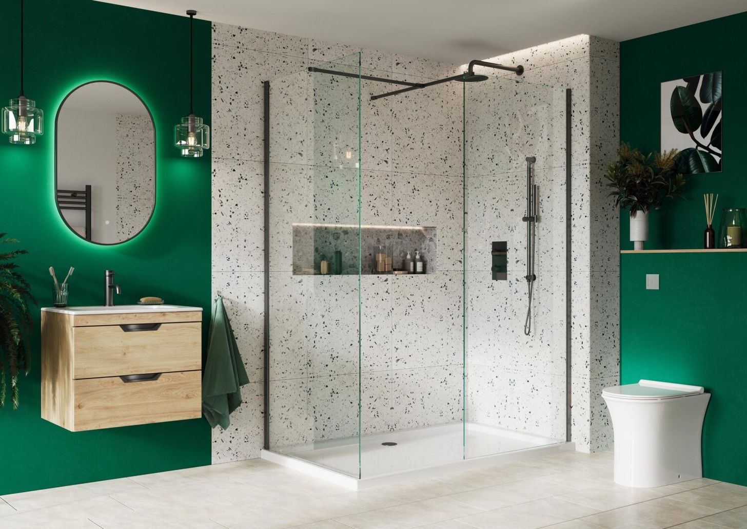 Forte 8mm Wetroom Screen with Bracing Bar 900mm