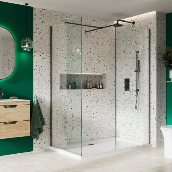 Forte 8mm Wetroom Screen with Bracing Bar 1200mm