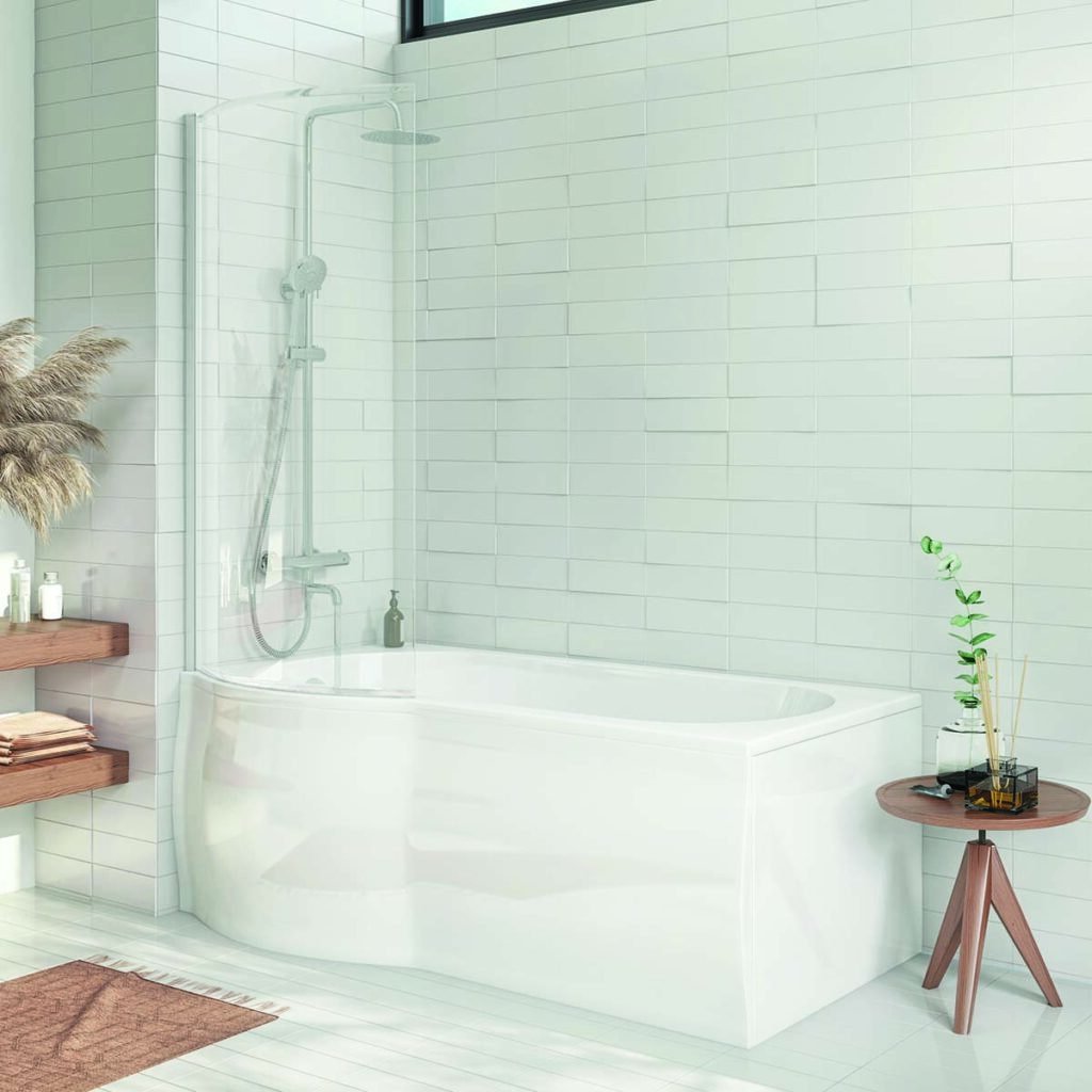 P Shape Bath Screen 1400 x 800mm
