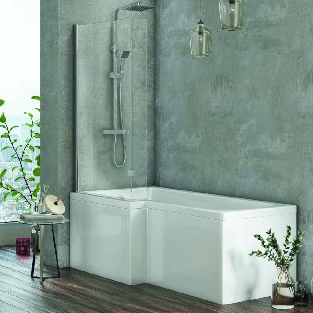 L Shape Bath Screen 1400 x 825mm