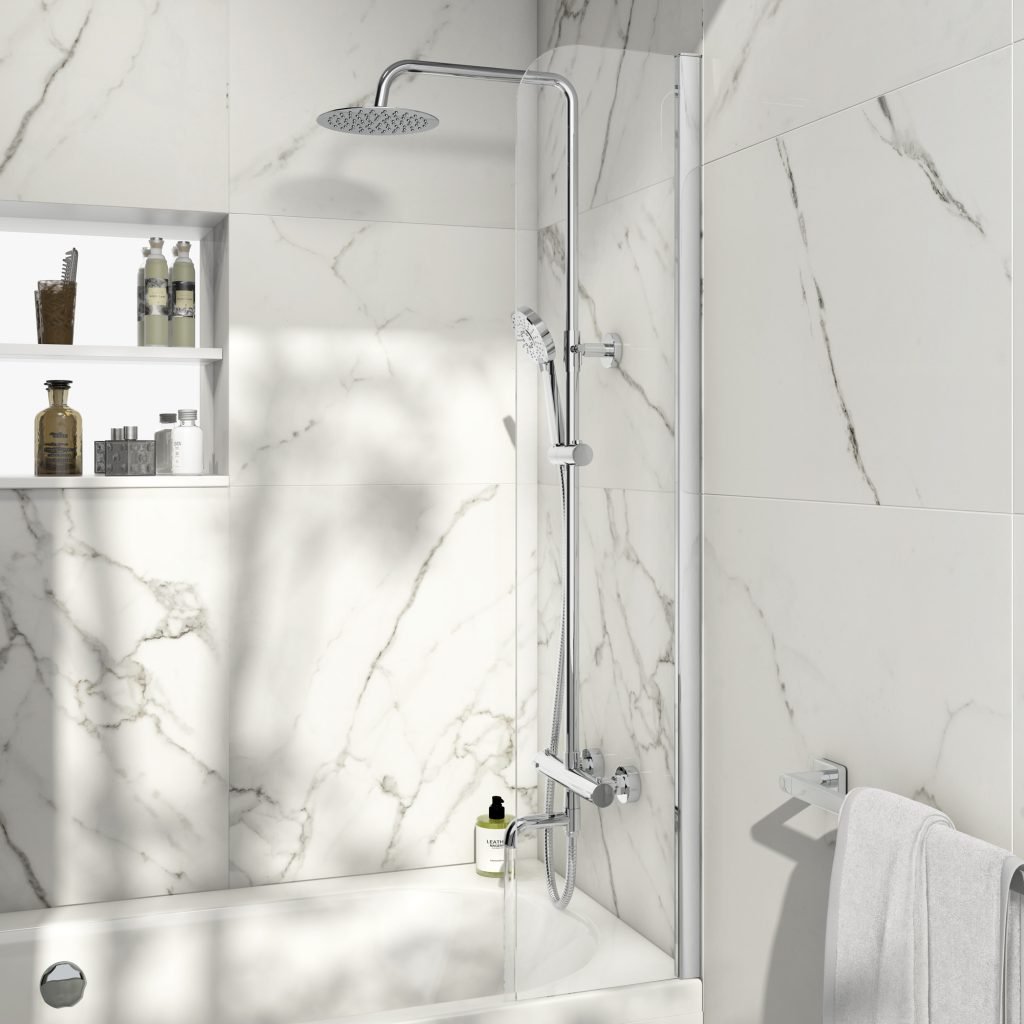 Fixed Radius Edge Bath Screen 1400 x 300mm