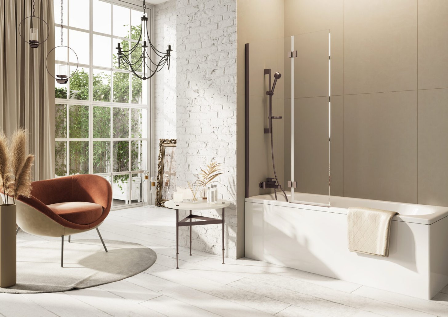 Thalia Inward Opening Bath Screen 900 x 1500mm