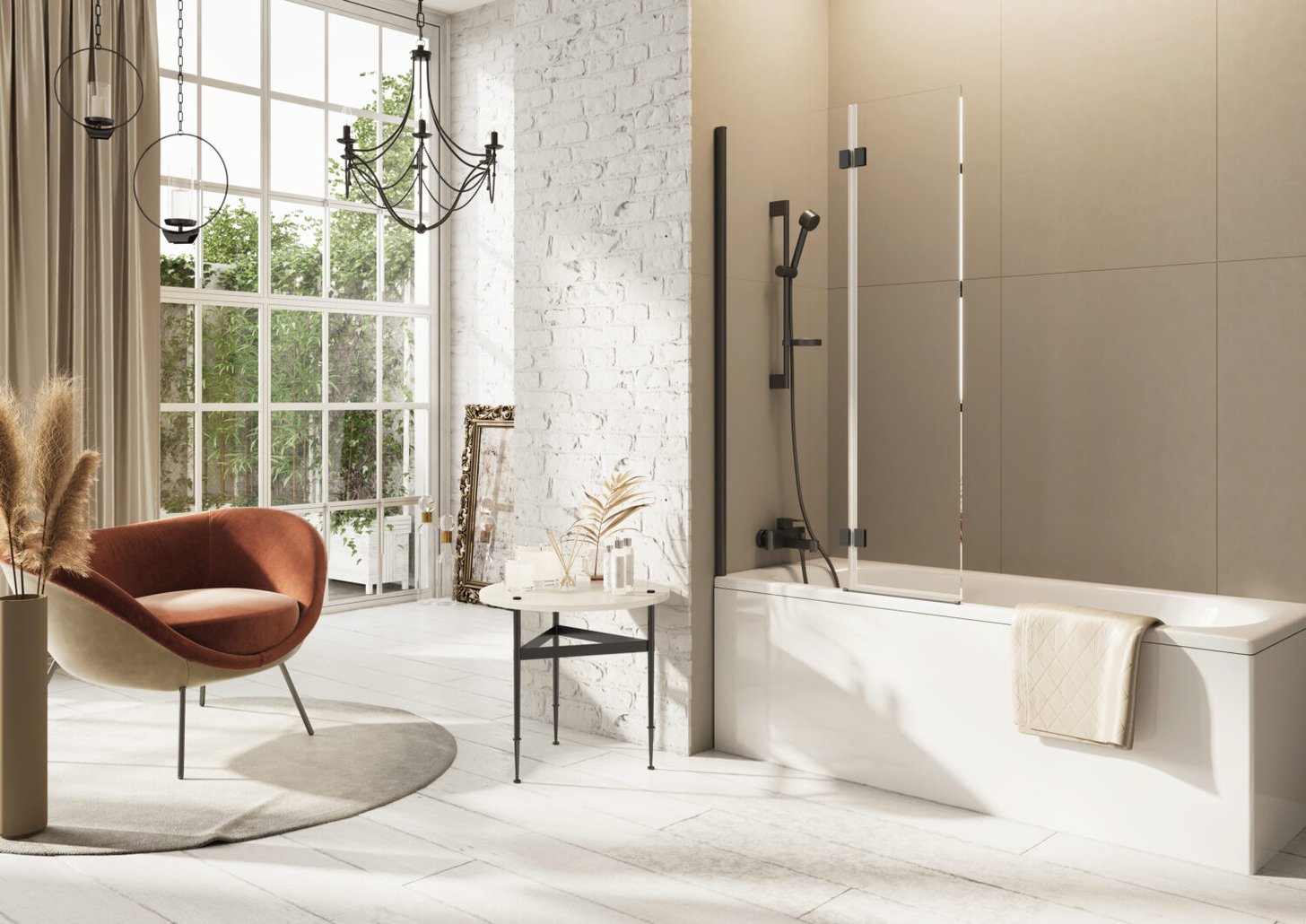 Thalia Inward Opening Bath Screen 900 x 1500mm