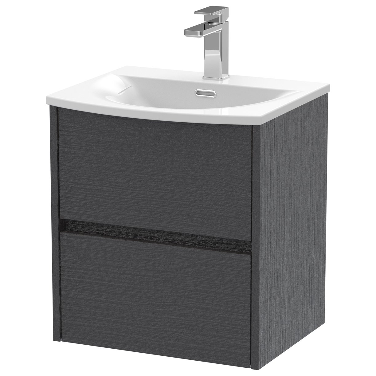 Havana 500mm Wall Hung 2-Drawer Vanity Unit & Curved Ceramic Basin