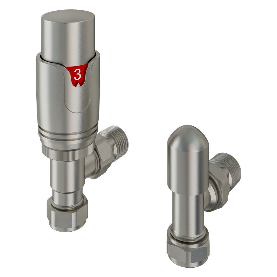 15mm Angled Thermostatic Radiator Valve & Lockshield Valve