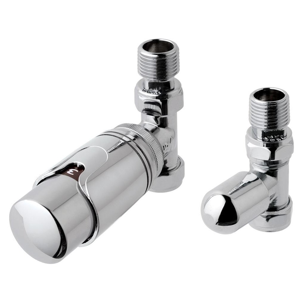 15mm Straight Thermostatic Radiator Valve & Lockshield Valve