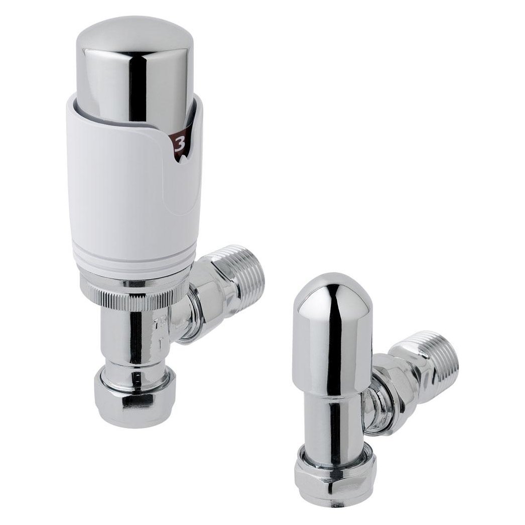 15mm Angled Thermostatic Radiator Valve & Lockshield Valve