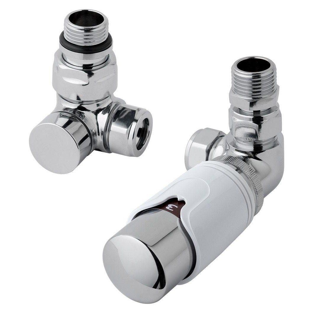15mm Corner Thermostatic Radiator Valve and Lockshield Valve