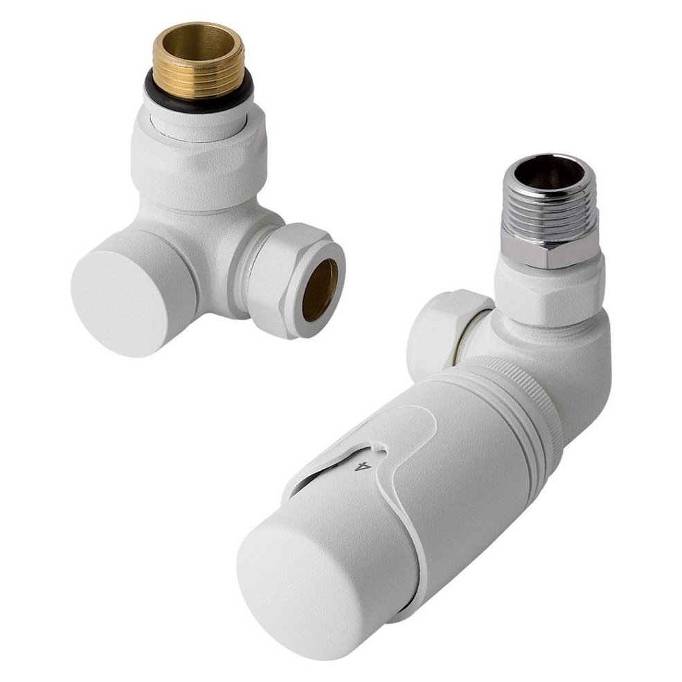 15mm Corner Thermostatic Radiator Valve & Lockshield Valve