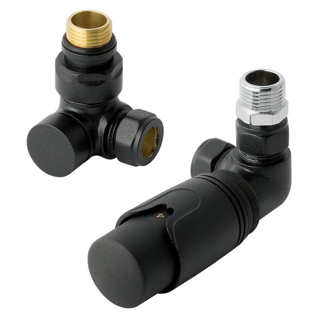 15mm Corner Thermostatic Radiator Valve & Lockshield Valve