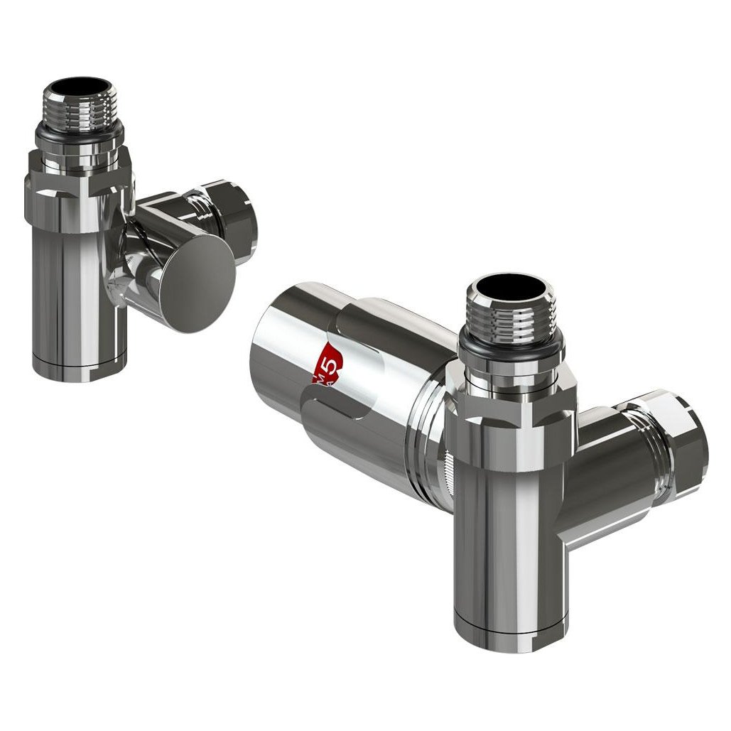 15mm Corner Dual Fuel Thermostatic Radiator Valve & Lockshield Valve