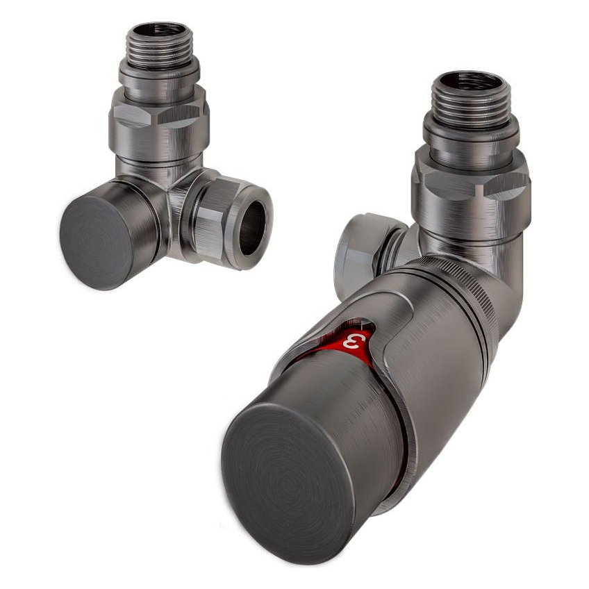 15mm Corner Thermostatic Radiator Valve and Lockshield Valve