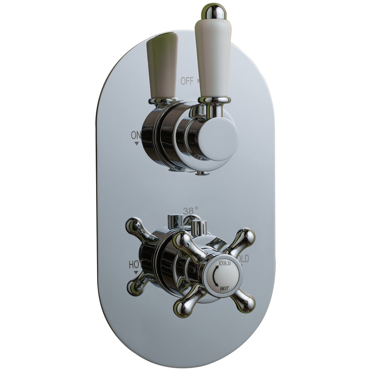 Oban Single Flow Concealed Shower Valve with Oval Faceplate & Traditional Handles