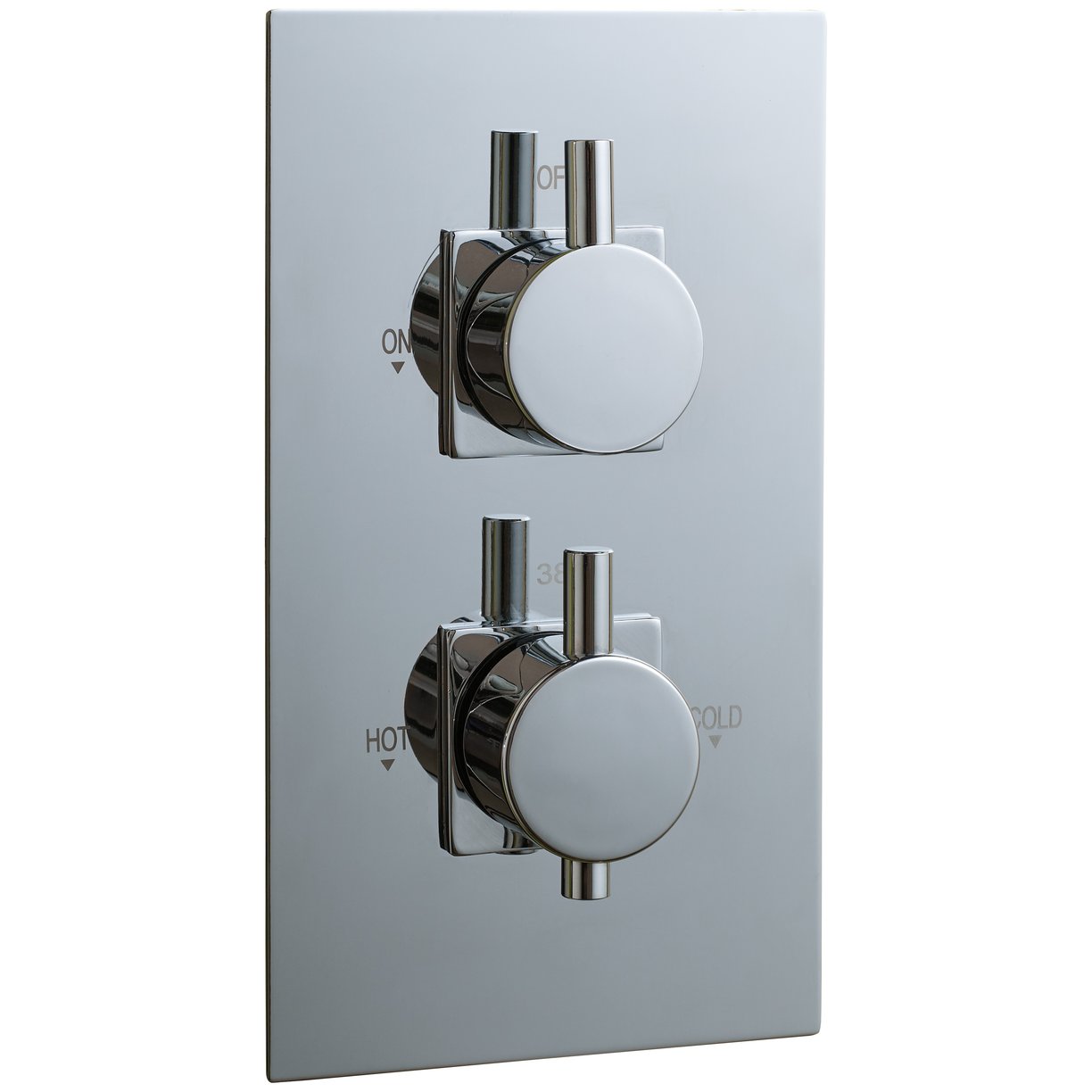 Oban Single Flow Concealed Shower Valve with Rectangle Faceplate & Round Handles