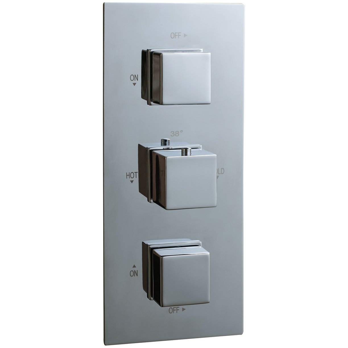 Oban Dual Flow Concealed Shower Valve with Rectangle Faceplate & Square Handles