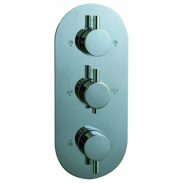 Oban Triple Flow Concealed Shower Valve with Oval Faceplate & Round Handles
