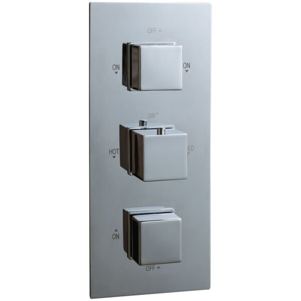 Oban Triple Flow Concealed Shower Valve with Rectangle Faceplate & Square Handles
