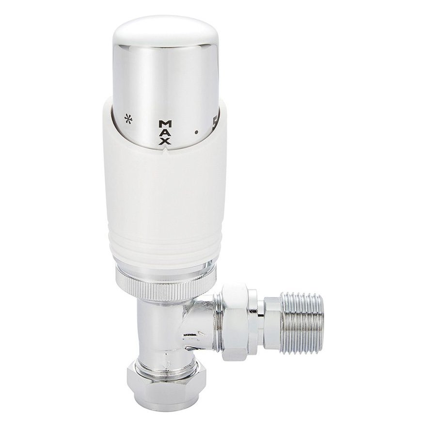 Bute Angled Thermostatic Radiator Valve With Reducer
