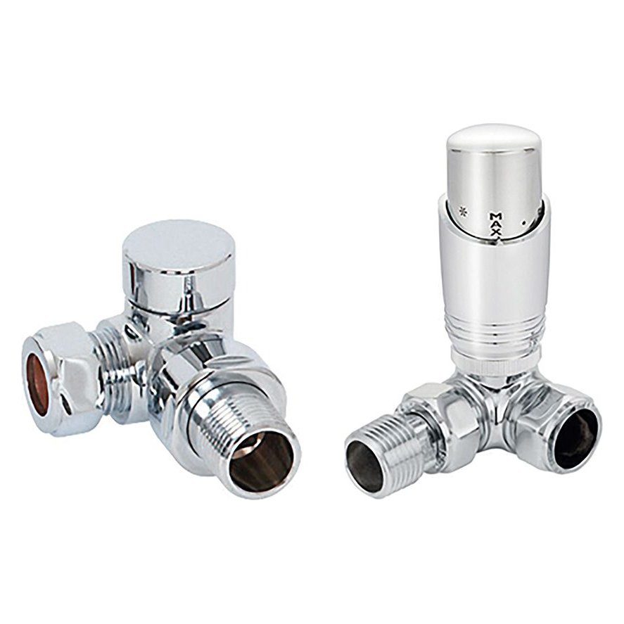 Bute Corner Thermostatic Radiator Valve & Lock Shield