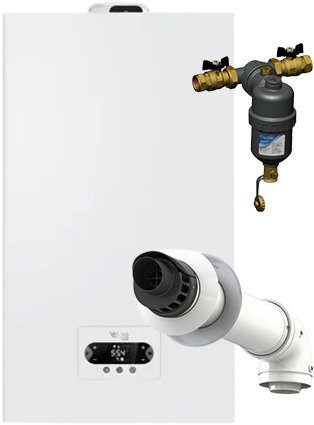 Vokera Excel i 25kw Boiler & Flue + 22mm Inline, Compact Magnetic Filter