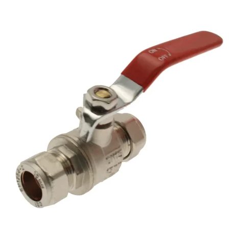 15mm Lever Ball Valve - Red Handle