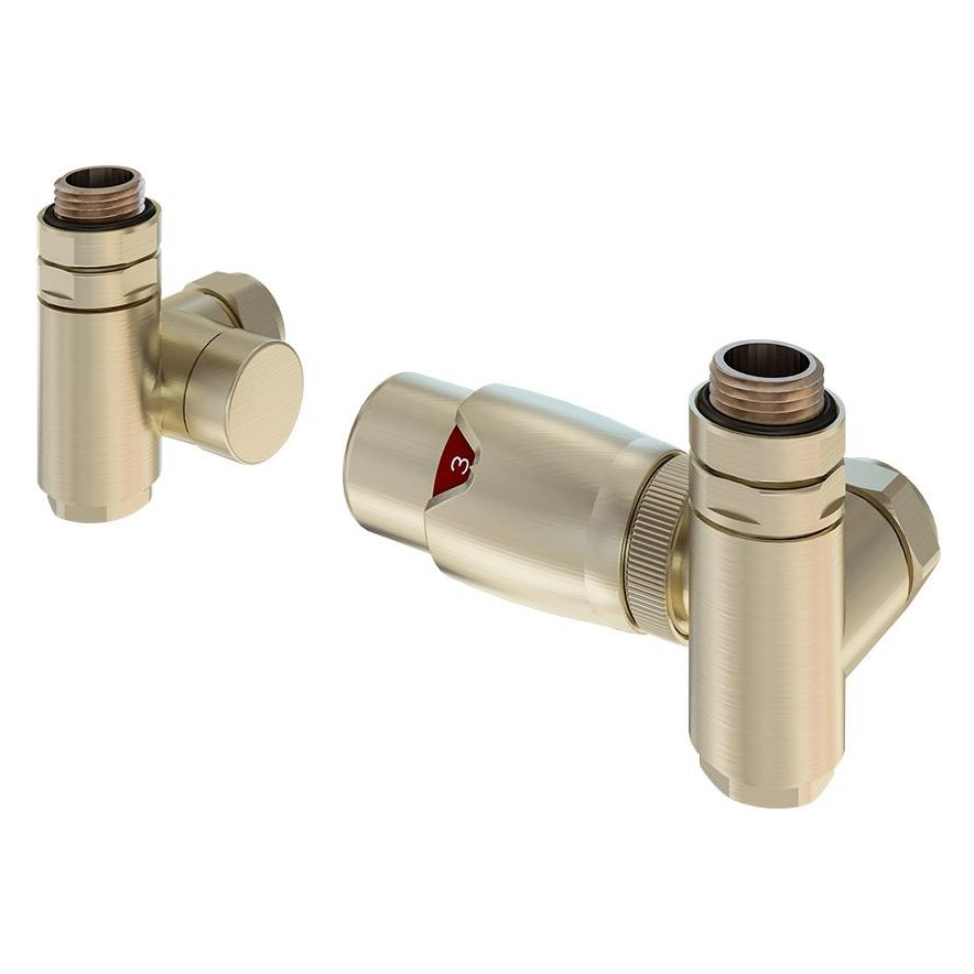 15mm Corner Dual Fuel Thermostatic Radiator Valve & Lockshield Valve