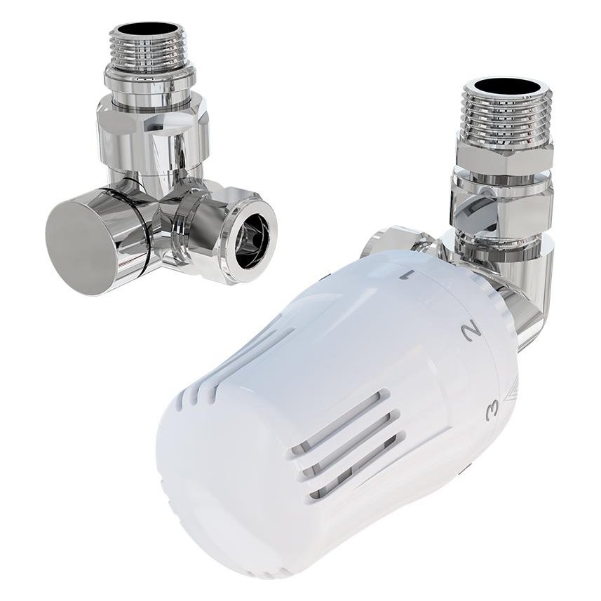 15mm Corner Thermostatic Radiator Valve and Lockshield Valve