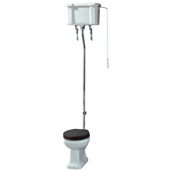 Dunbar High Level WC Pan, Cistern & Walnut Finish Soft Close Seat