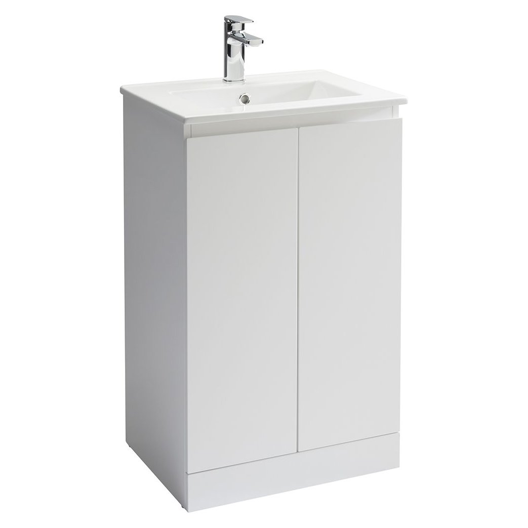 Rothes 500 Floor Standing Slim 2-Door Vanity Unit with Ceramic Basin