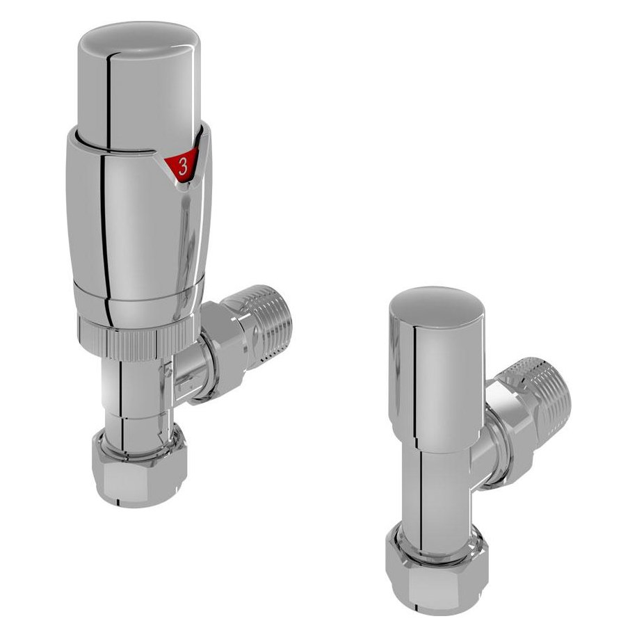 15mm Angled Designer Thermostatic Radiator Valve with Lockshield