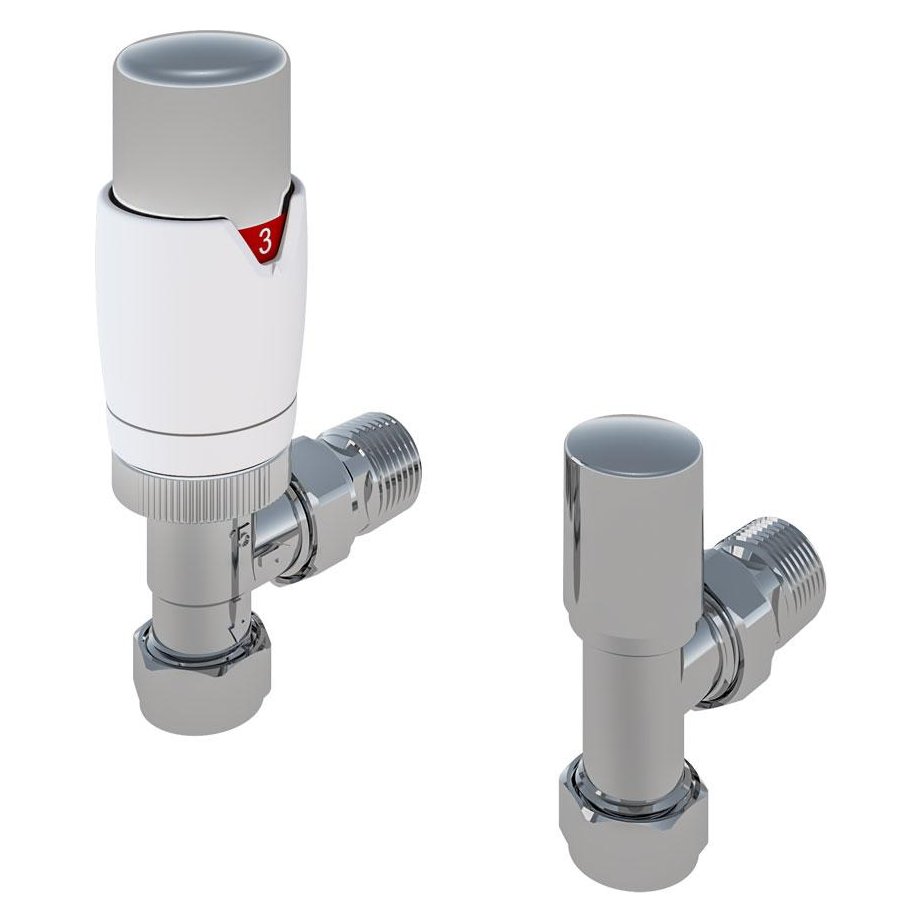 15mm Angled Designer Thermostatic Radiator Valve with Lockshield