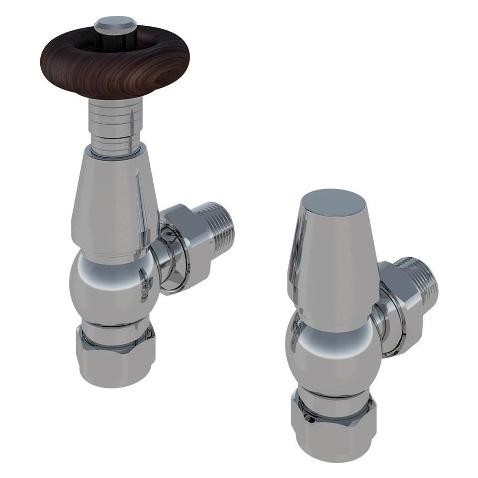 15mm Angled Traditional Thermostatic Radiator Valve with Lockshield
