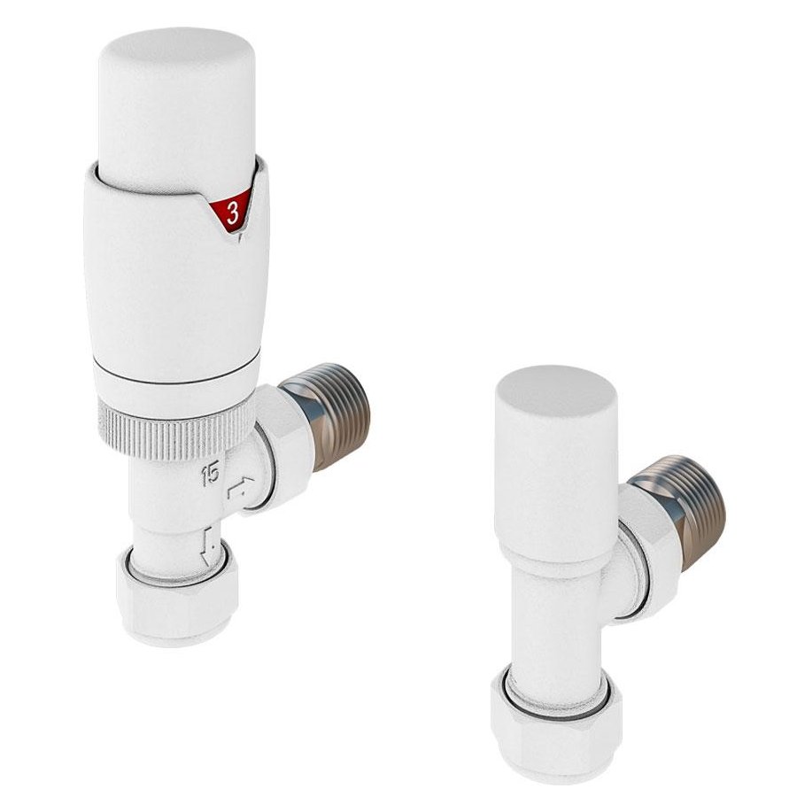 15mm Angled Designer Thermostatic Radiator Valve with Lockshield
