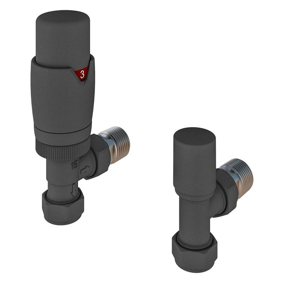 15mm Angled Designer Thermostatic Radiator Valve with Lockshield