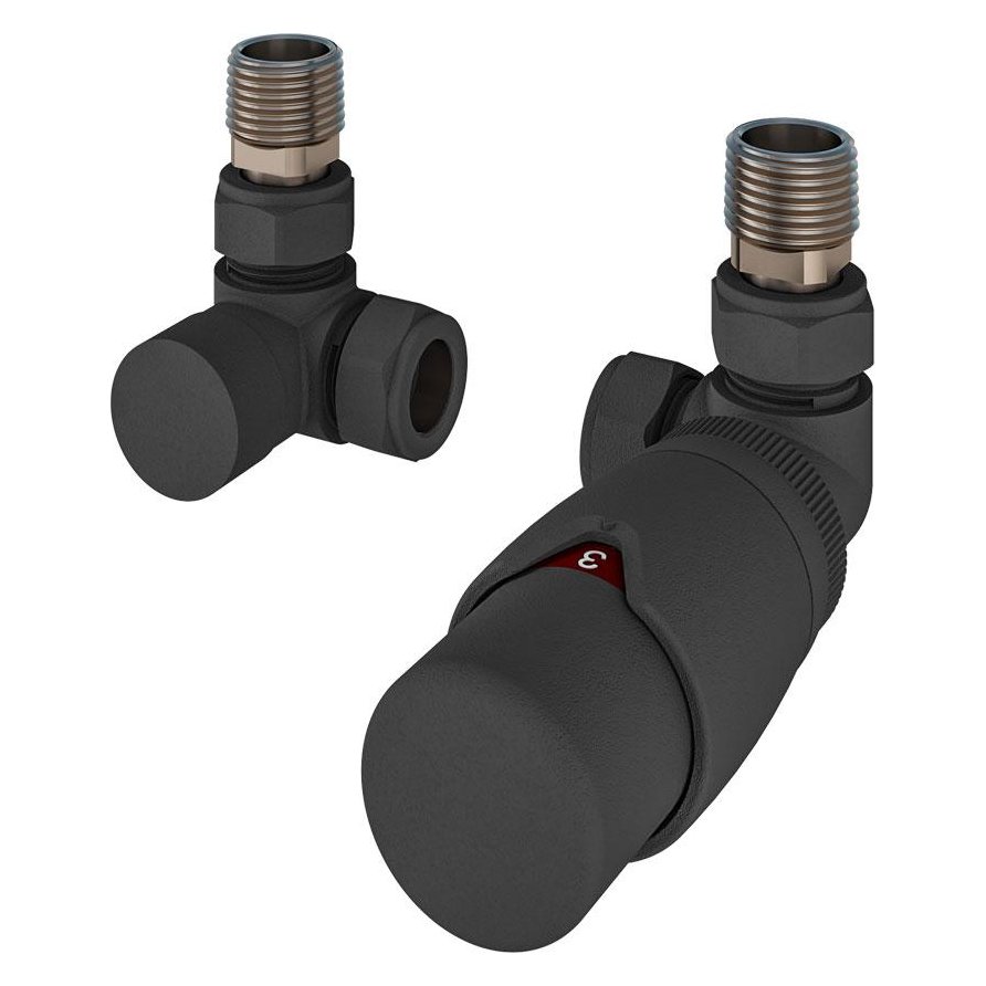 15mm Corner Designer Thermostatic Radiator Valve with Lockshield