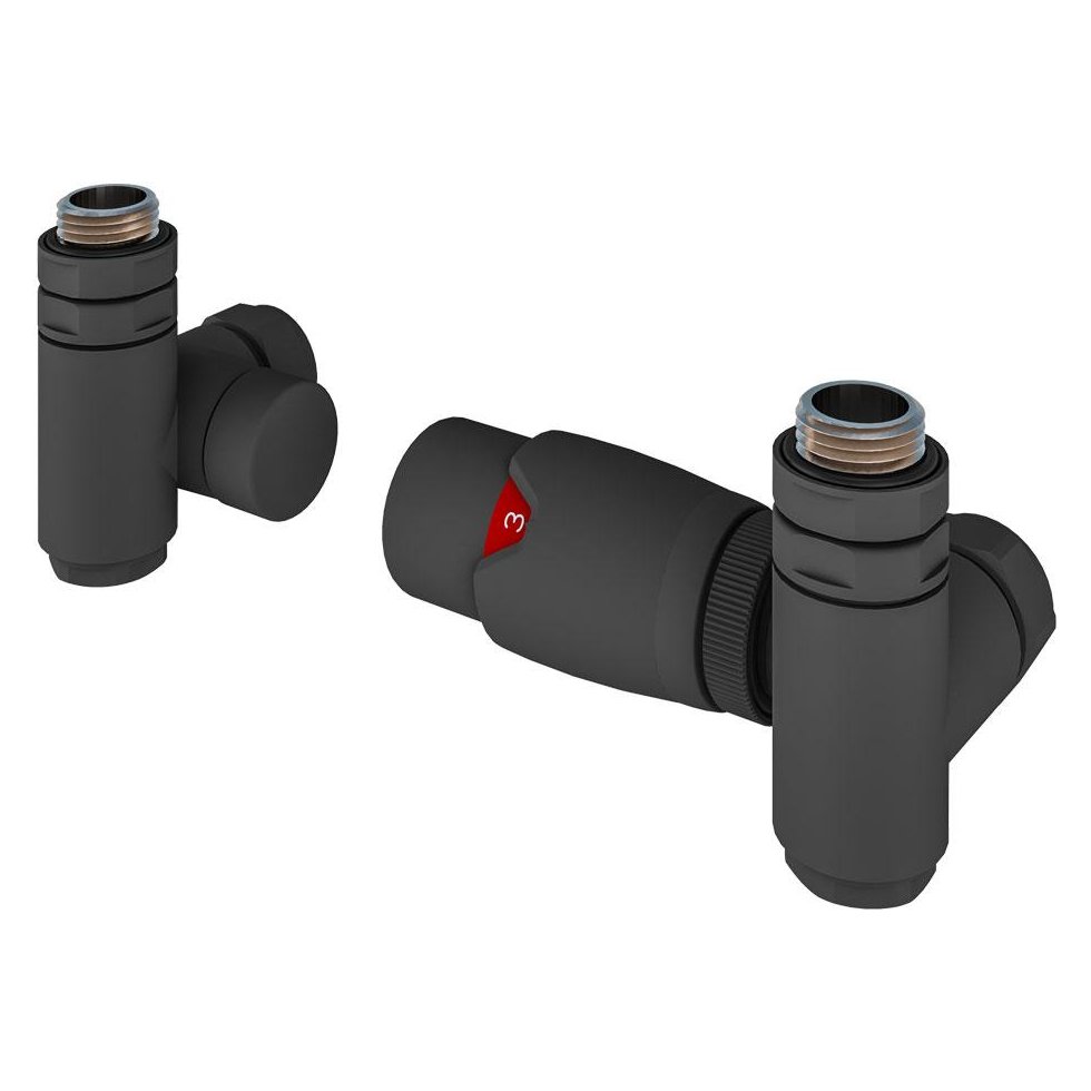15mm Corner Dual Fuel Thermostatic Radiator Valve & Lockshield Valve