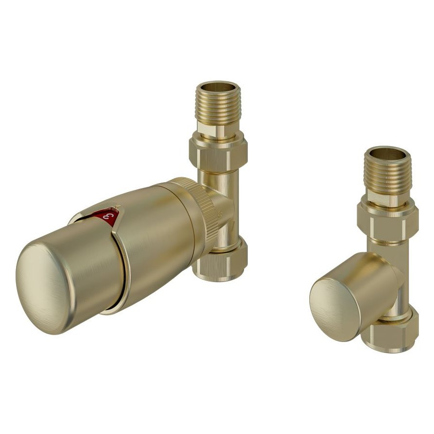 15mm Straight Thermostatic Radiator Valve and Lockshield Valve