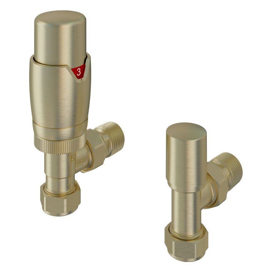 15mm Angled Thermostatic Radiator Valve and Lockshield Valve