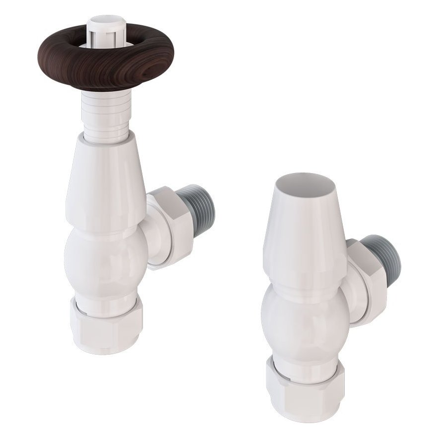 15mm Angled Traditional Thermostatic Radiator Valve with Lockshield